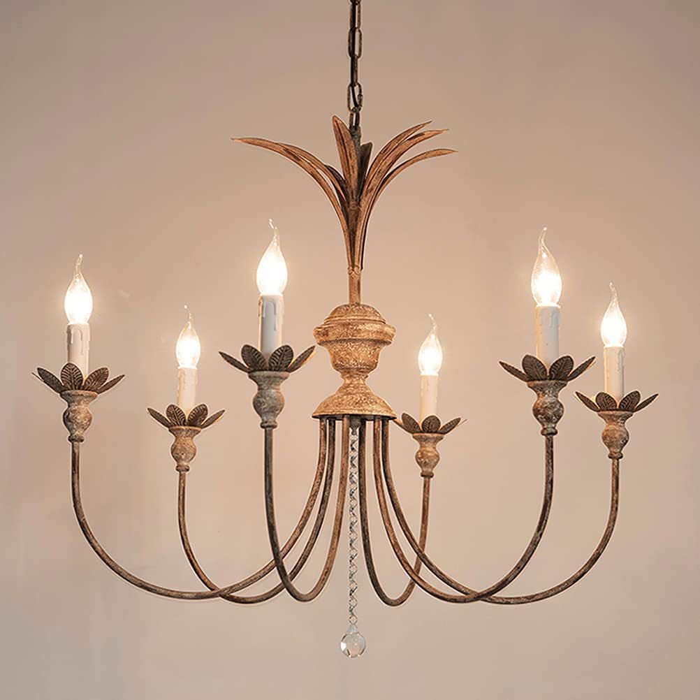 Charleston Chandelier - Large 6-Light Rustic Iron Up-Light Chandelier