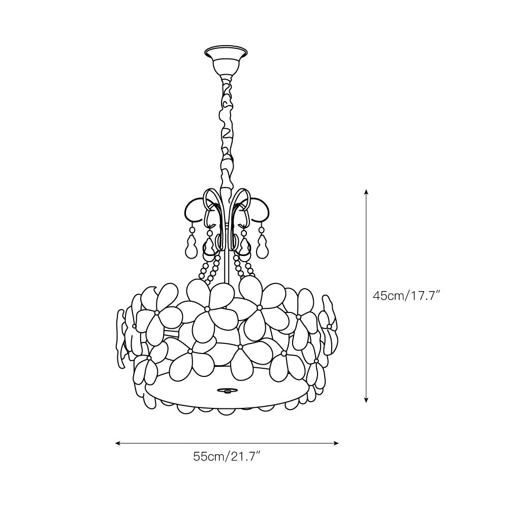 Charlotte Chandelier - Feminine Brass & Cast Glass Floral Chandelier