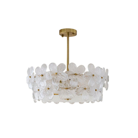 Charlotte Chandelier - Feminine Brass & Cast Glass Floral Chandelier