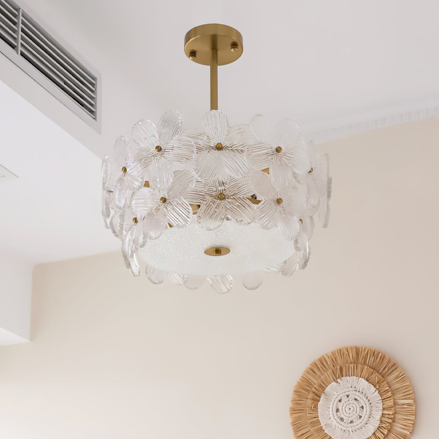 Charlotte Chandelier - Feminine Brass & Cast Glass Floral Chandelier