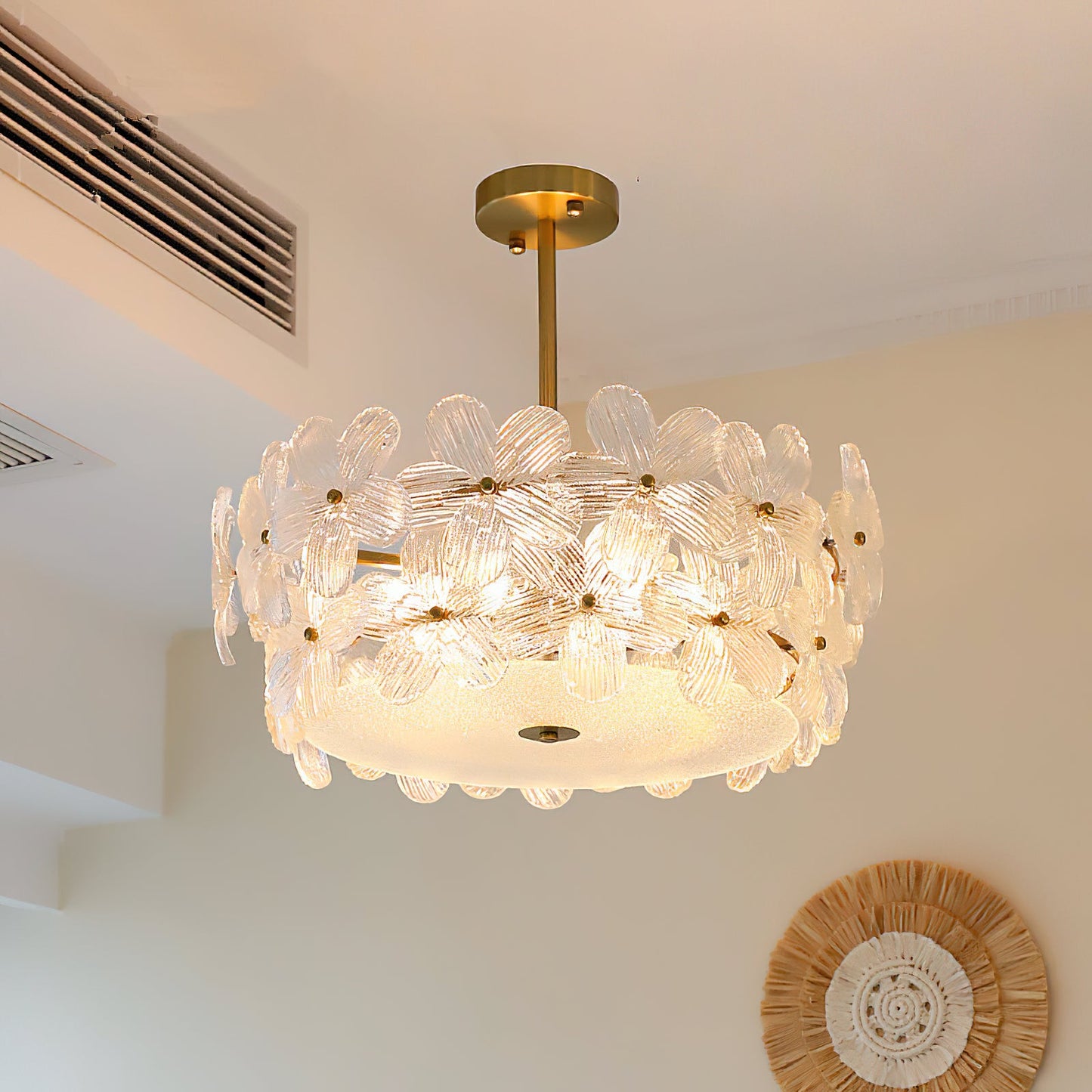 Charlotte Chandelier - Feminine Brass & Cast Glass Floral Chandelier