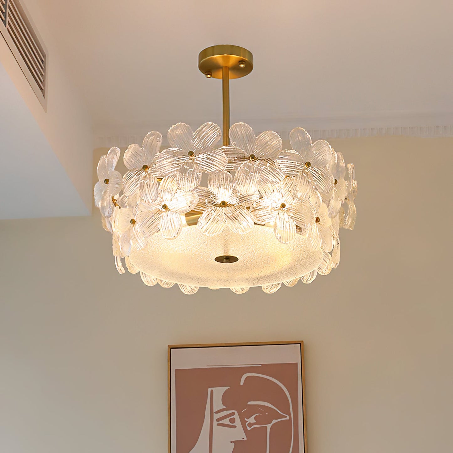 Charlotte Chandelier - Feminine Brass & Cast Glass Floral Chandelier
