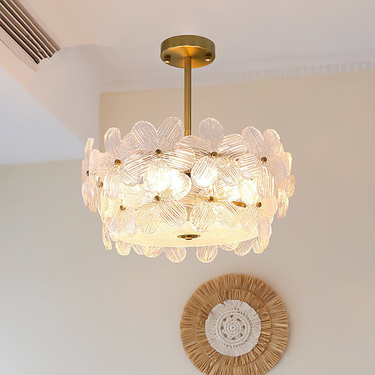 Charlotte Chandelier - Feminine Brass & Cast Glass Floral Chandelier