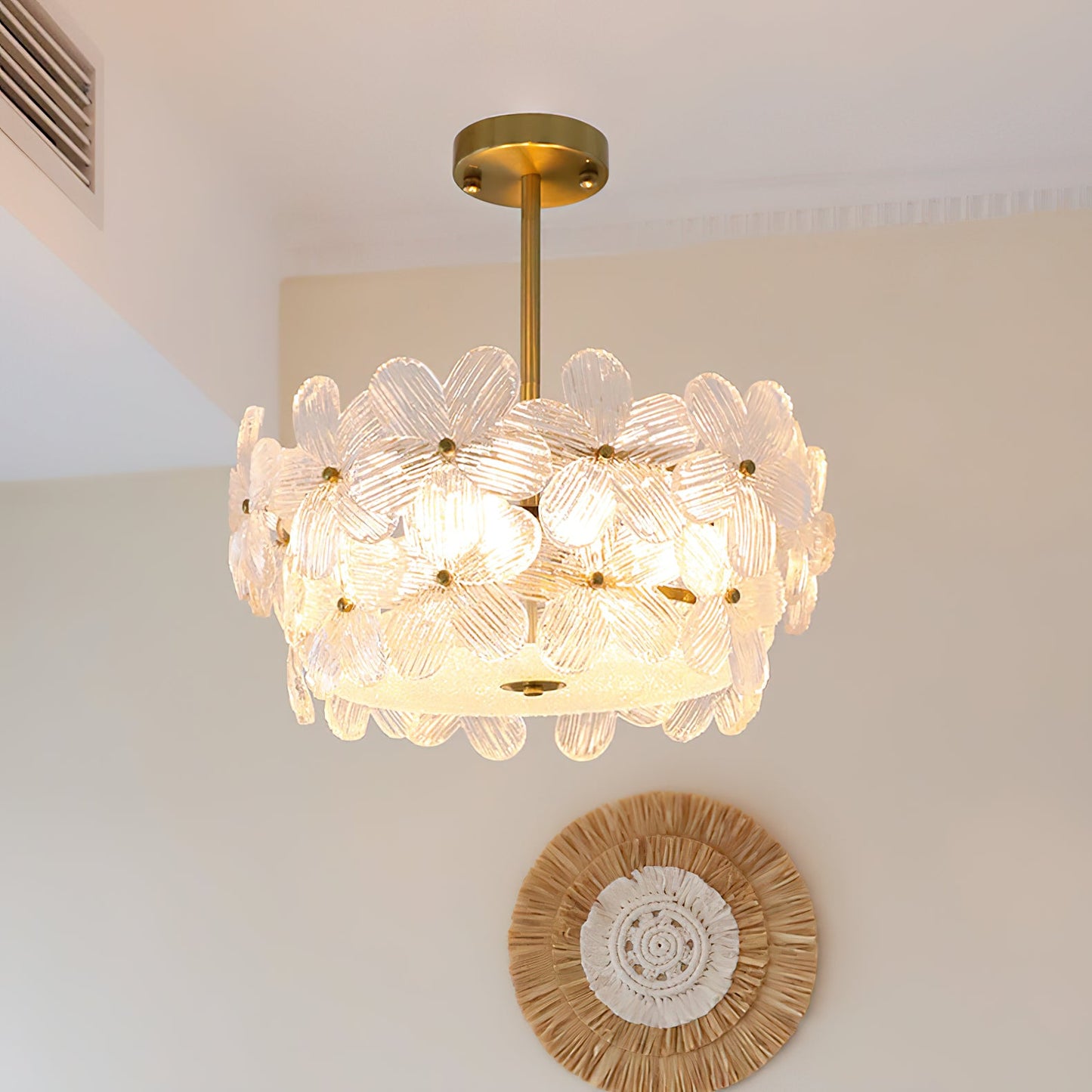 Charlotte Chandelier - Feminine Brass & Cast Glass Floral Chandelier