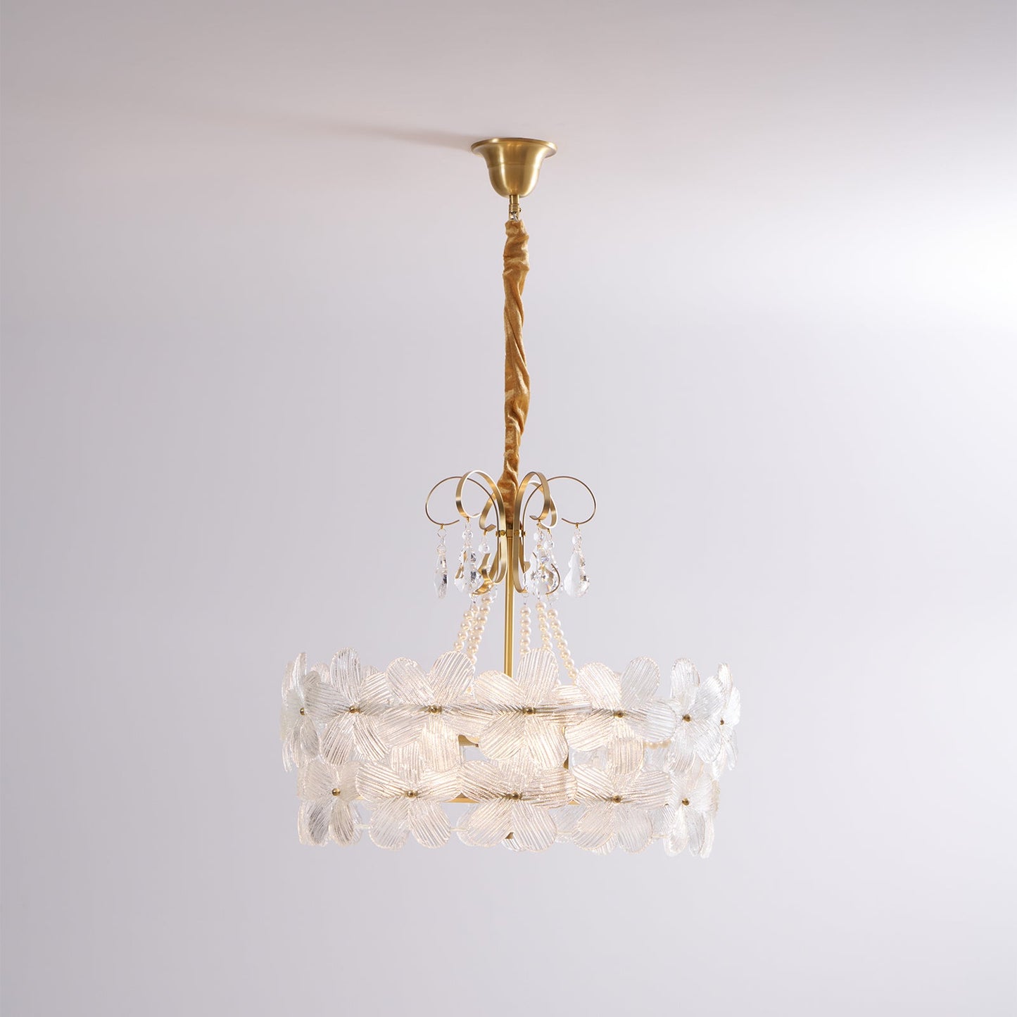 Charlotte Chandelier - Feminine Brass & Cast Glass Floral Chandelier