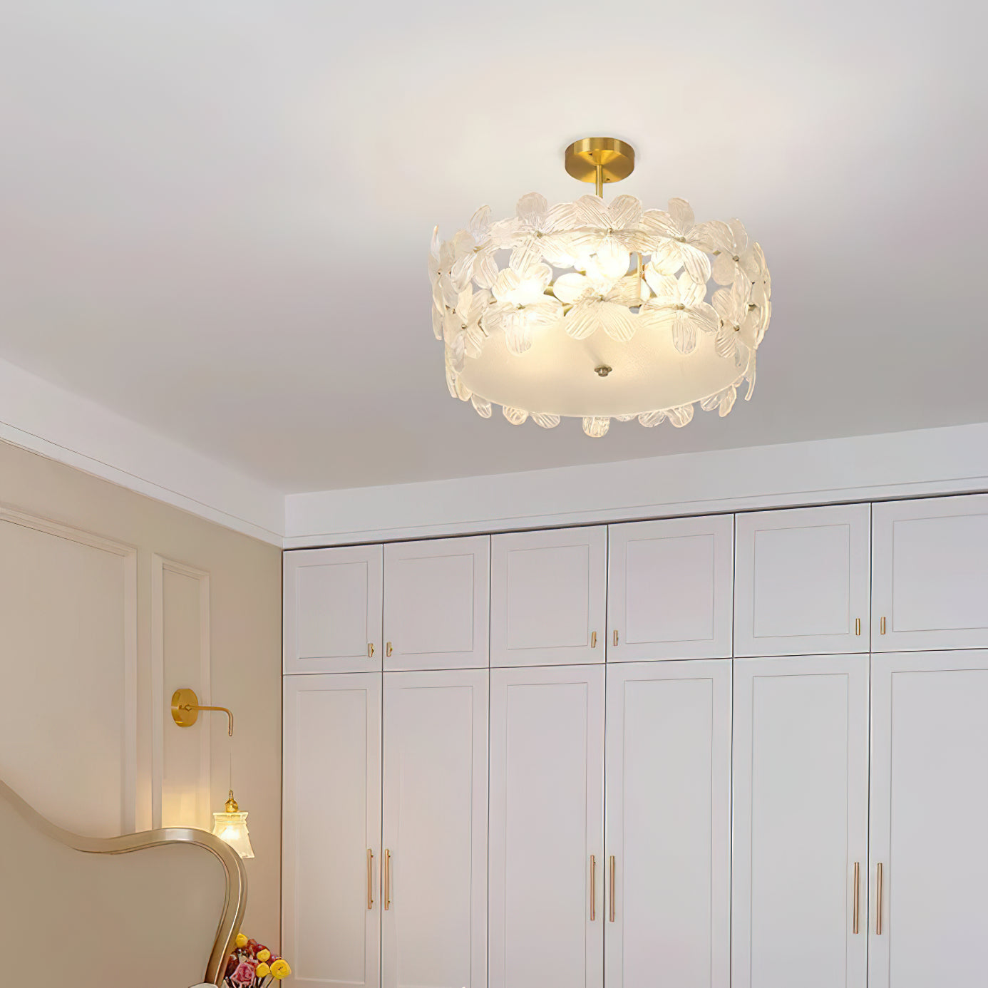 Charlotte Chandelier - Feminine Brass & Cast Glass Floral Chandelier