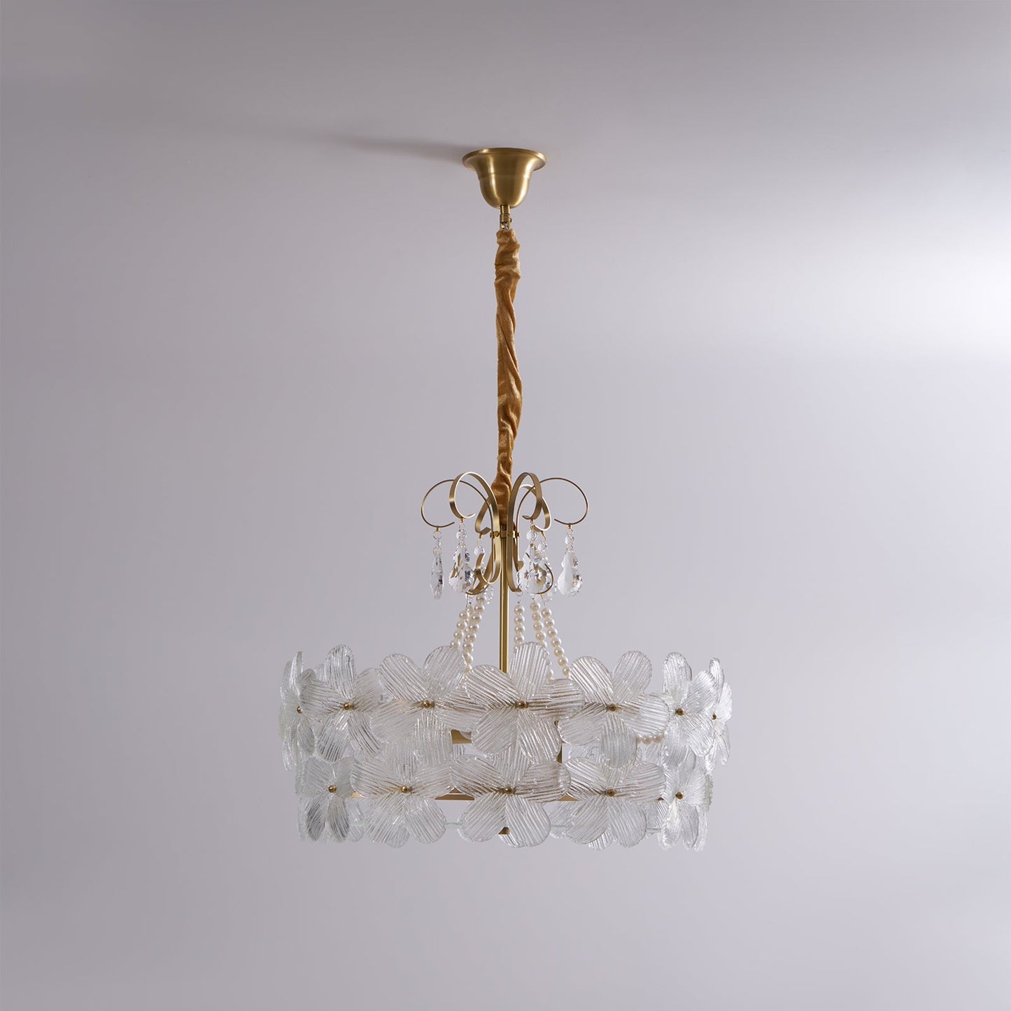 Charlotte Chandelier - Feminine Brass & Cast Glass Floral Chandelier