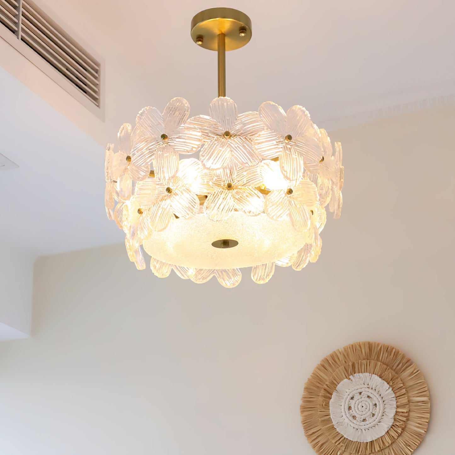 Charlotte Chandelier - Feminine Brass & Cast Glass Floral Chandelier