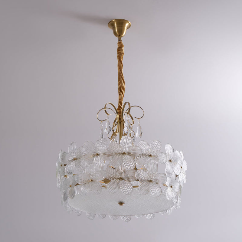 Charlotte Chandelier - Feminine Brass & Cast Glass Floral Chandelier