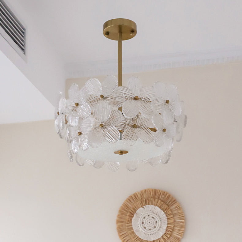 Charlotte Chandelier - Feminine Brass & Cast Glass Floral Chandelier