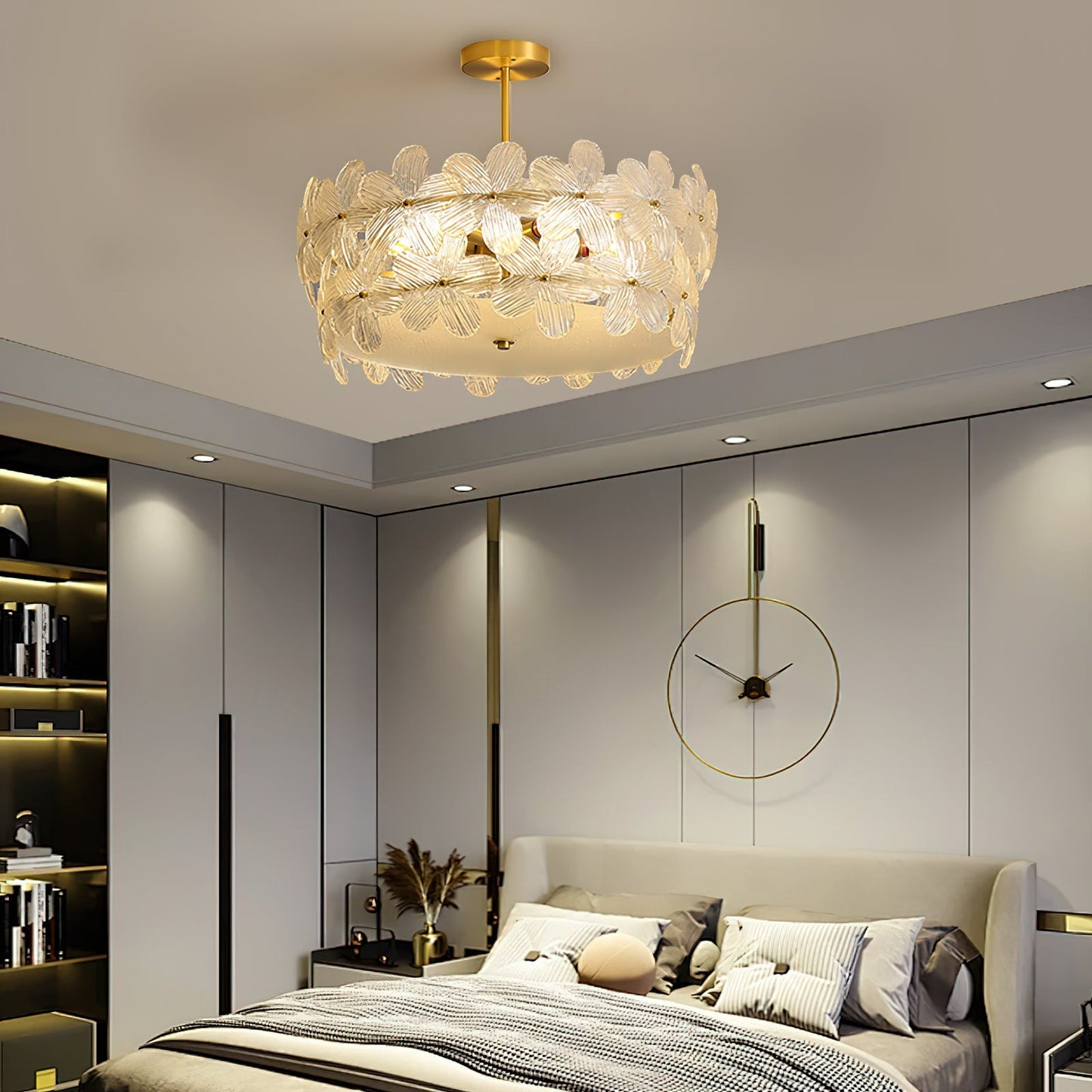 Charlotte Chandelier - Feminine Brass & Cast Glass Floral Chandelier