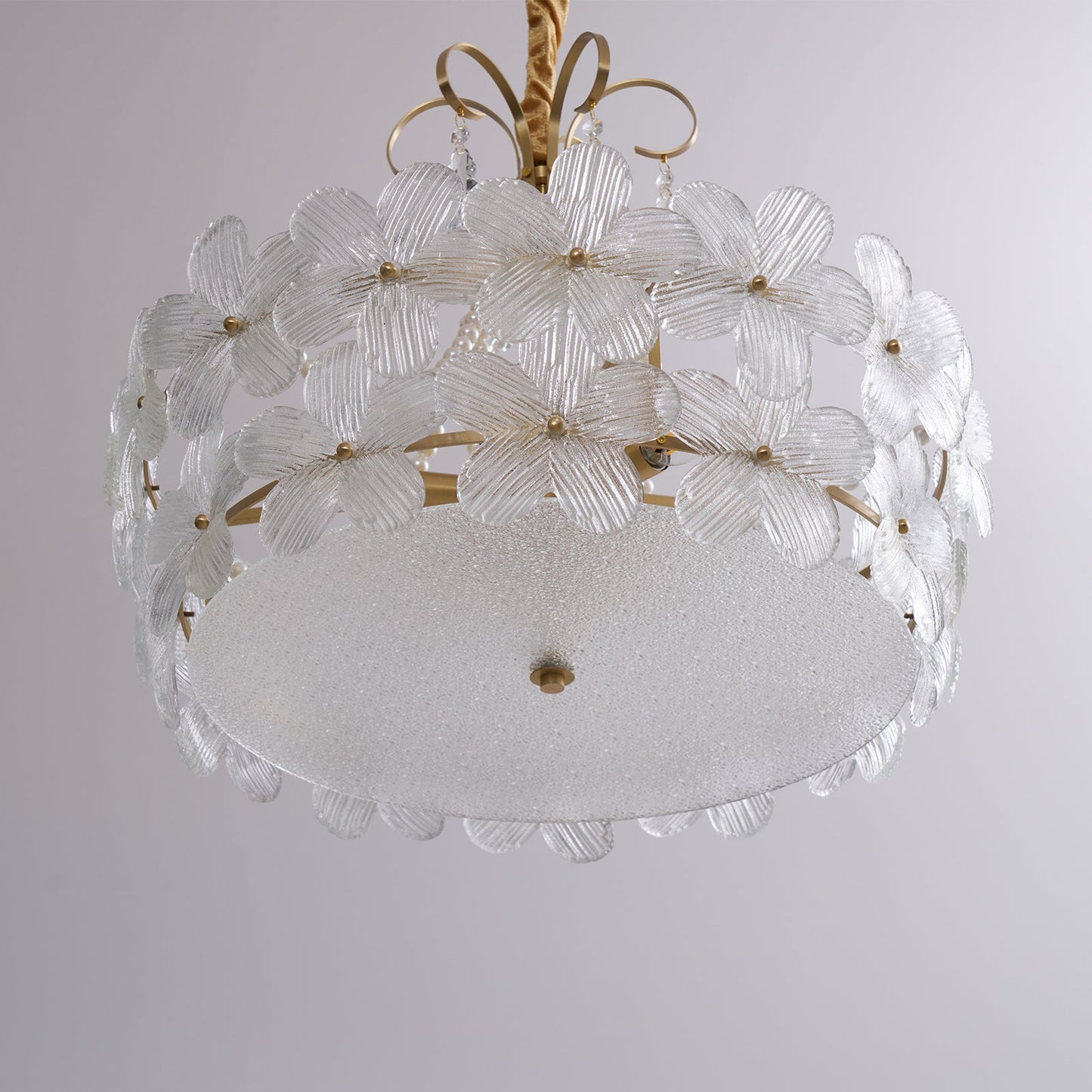 Charlotte Chandelier - Feminine Brass & Cast Glass Floral Chandelier