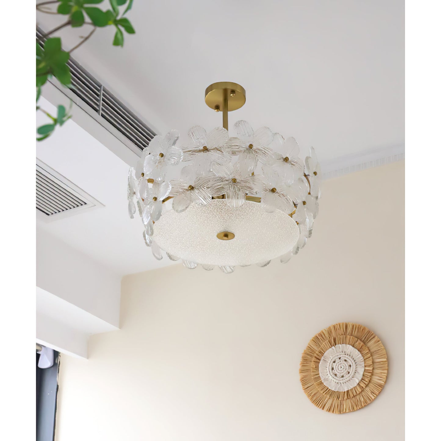 Charlotte Chandelier - Feminine Brass & Cast Glass Floral Chandelier
