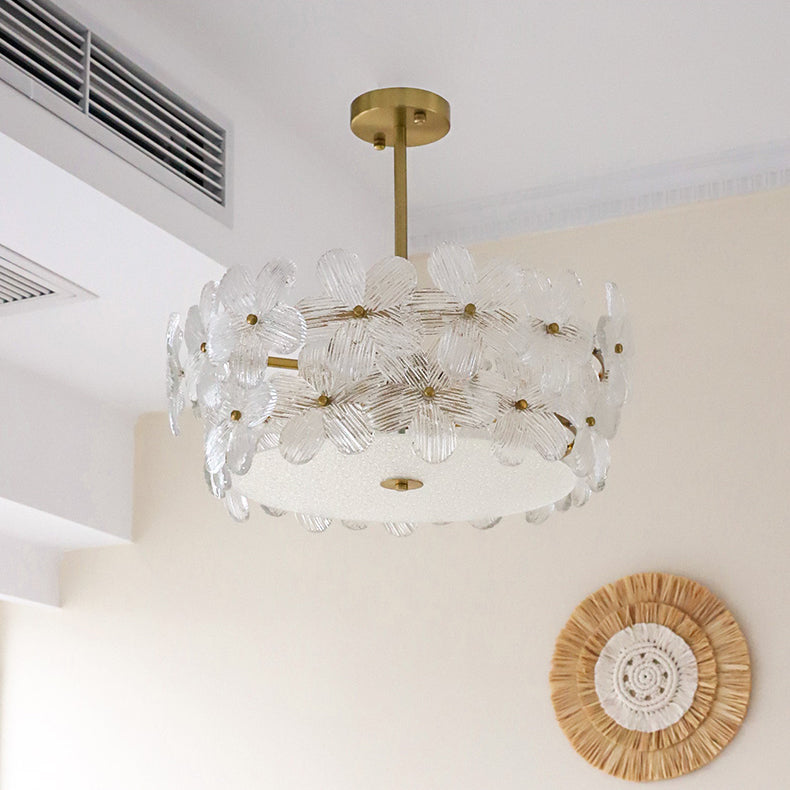 Charlotte Chandelier - Feminine Brass & Cast Glass Floral Chandelier