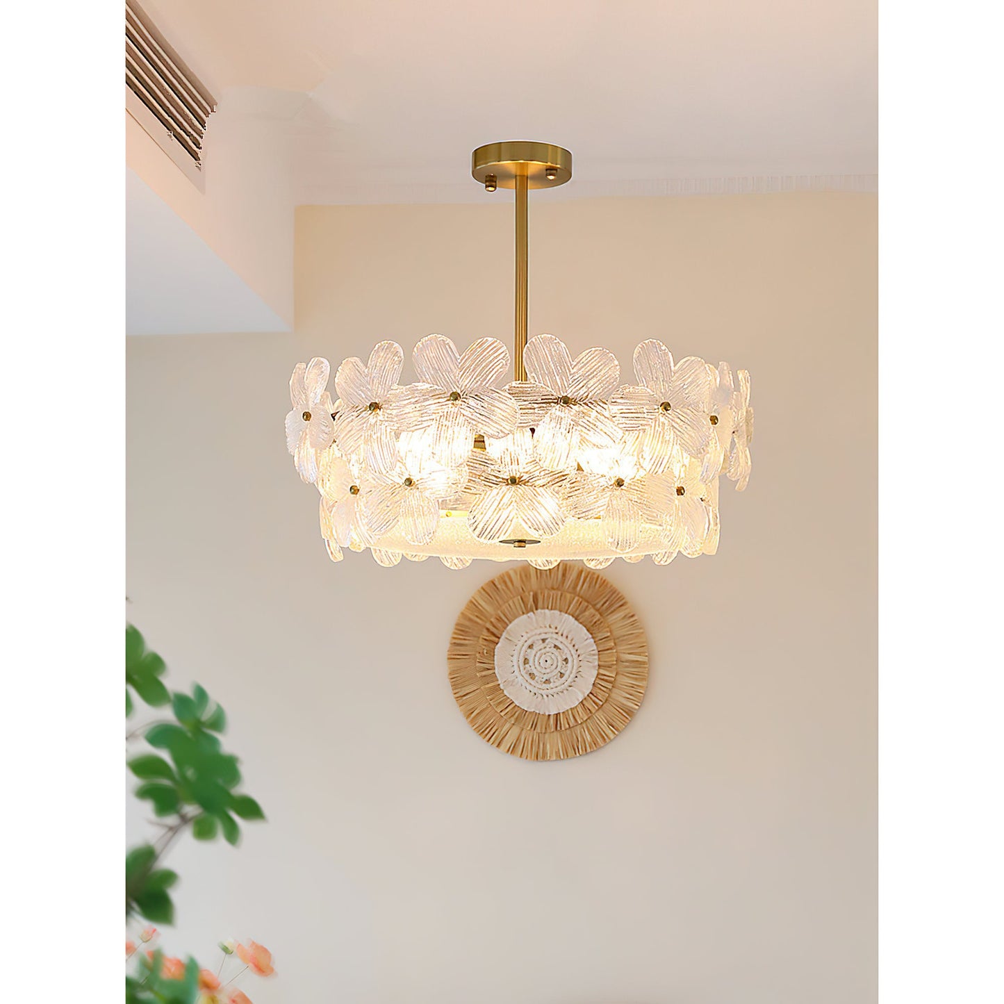 Charlotte Chandelier - Feminine Brass & Cast Glass Floral Chandelier