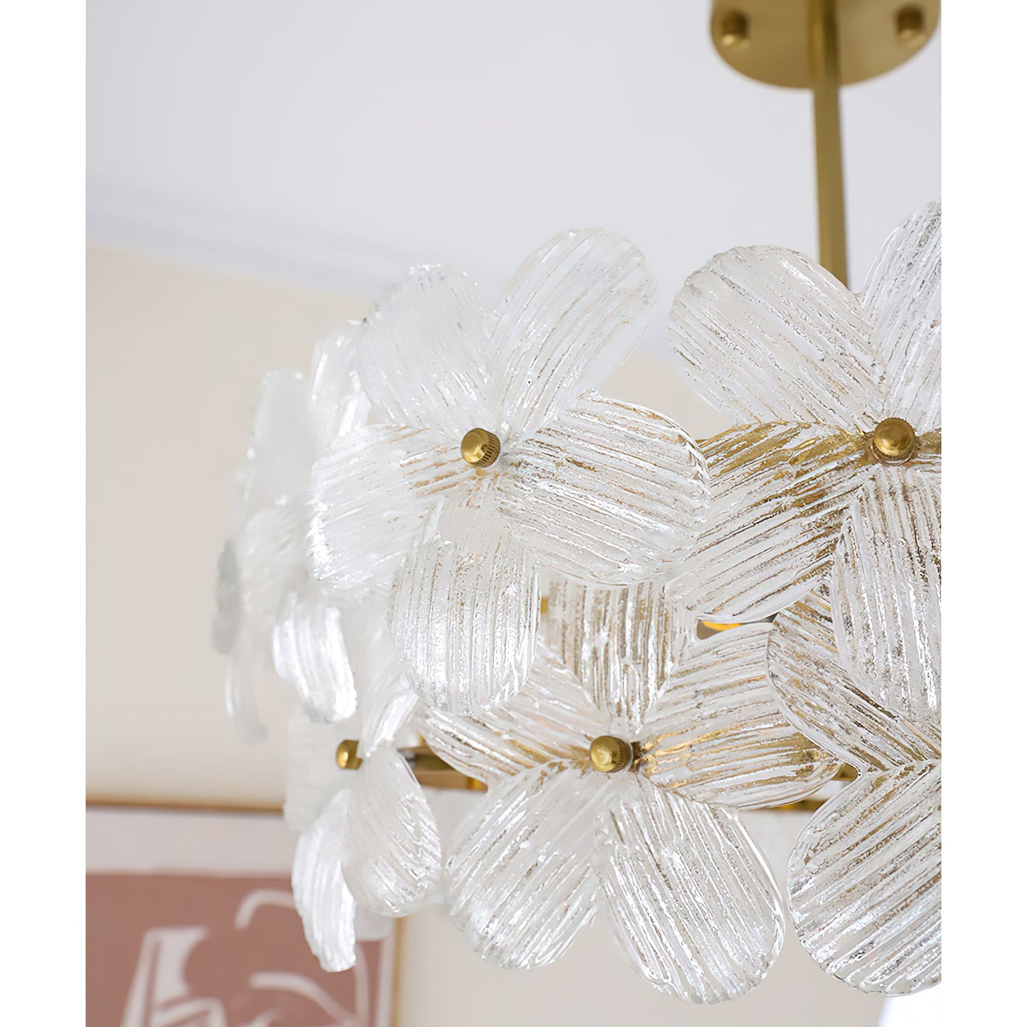 Charlotte Chandelier - Feminine Brass & Cast Glass Floral Chandelier