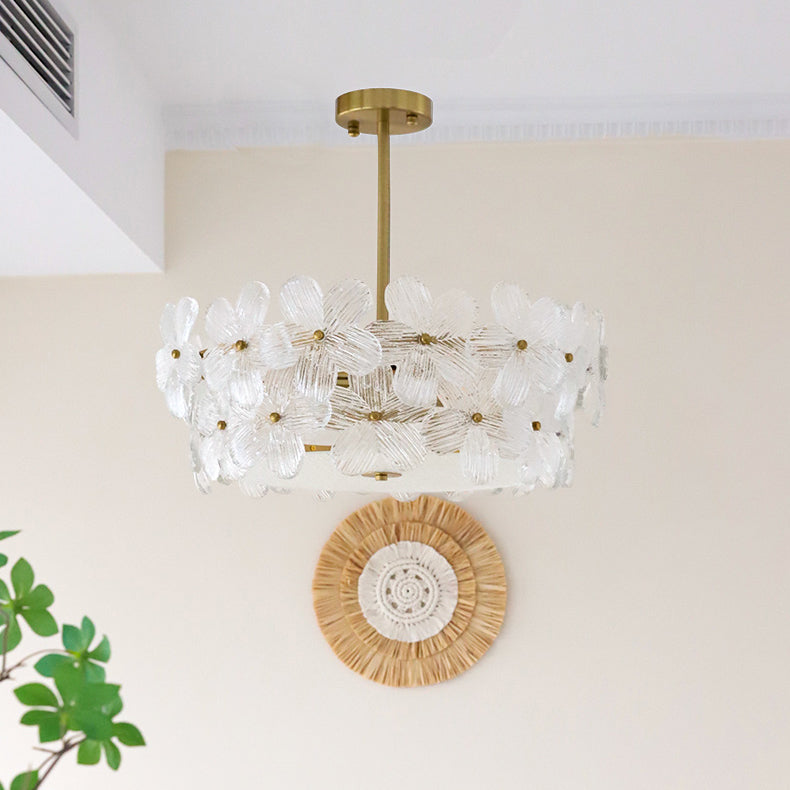 Charlotte Chandelier - Feminine Brass & Cast Glass Floral Chandelier