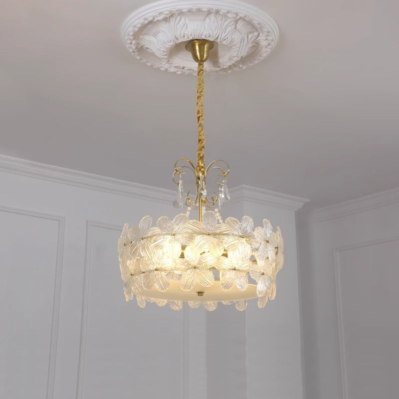 Charlotte Chandelier - Feminine Brass & Cast Glass Floral Chandelier