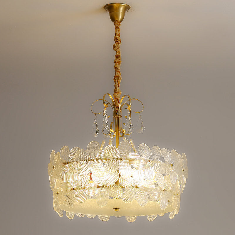 Charlotte Chandelier - Feminine Brass & Cast Glass Floral Chandelier