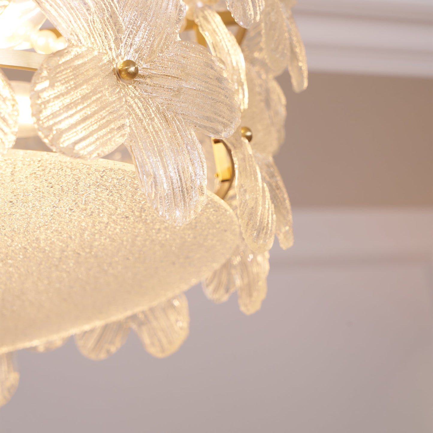 Charlotte Chandelier - Feminine Brass & Cast Glass Floral Chandelier