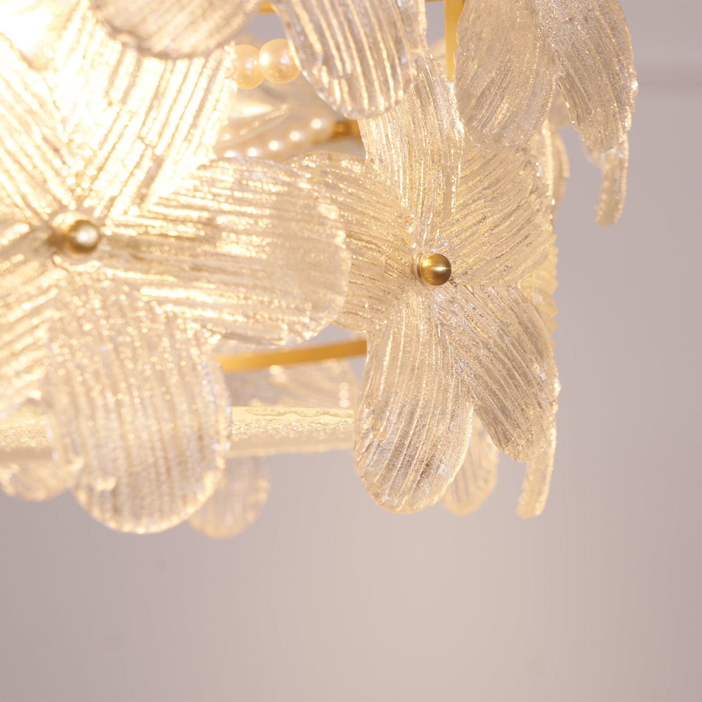 Charlotte Chandelier - Feminine Brass & Cast Glass Floral Chandelier