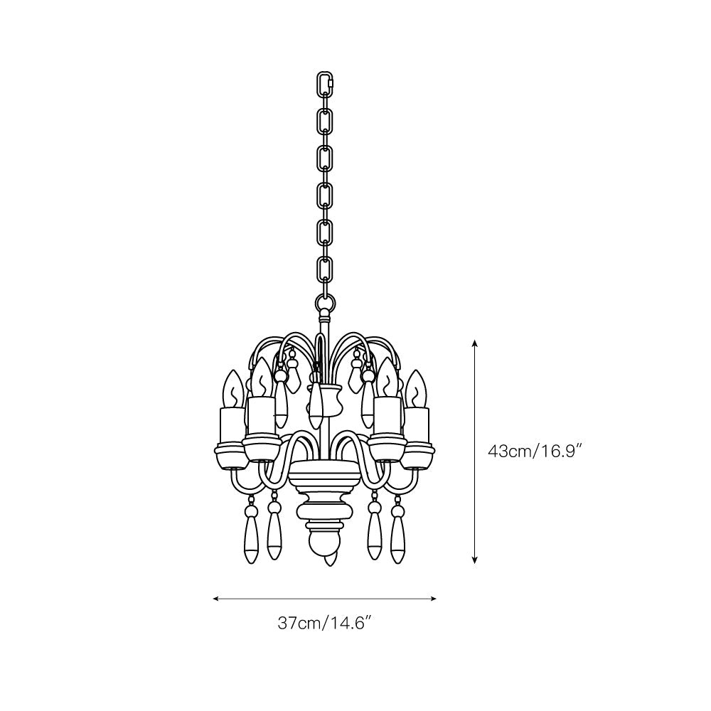 Chateau Nobles Chandelier - Scandinavian Mid-Century Wrought Iron & Wood Light