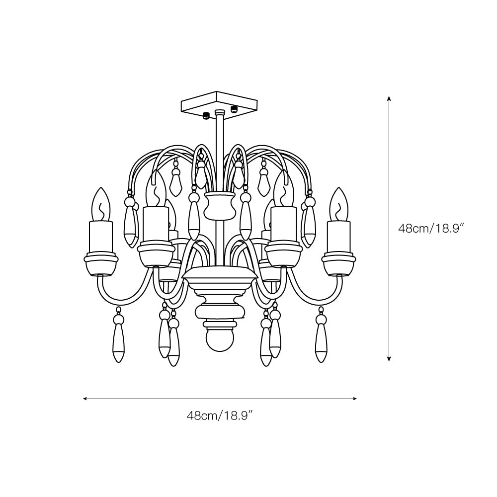 Chateau Nobles Chandelier - Scandinavian Mid-Century Wrought Iron & Wood Light