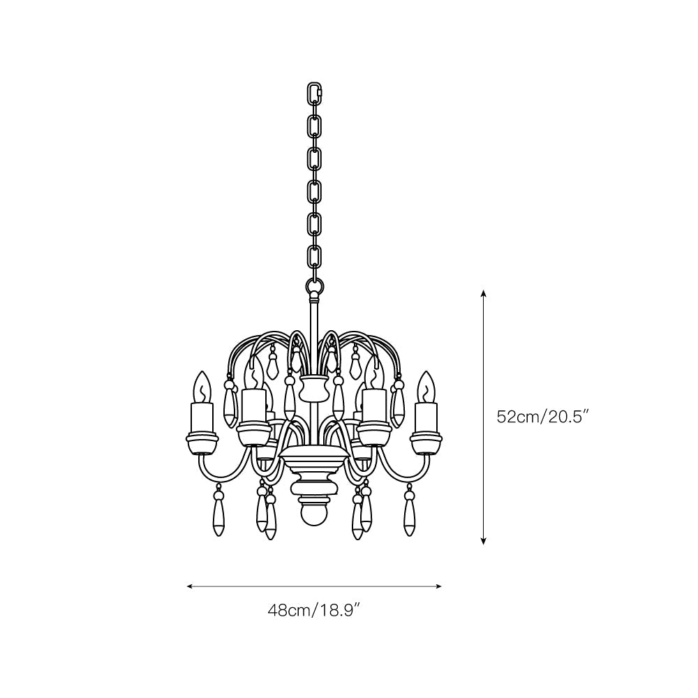 Chateau Nobles Chandelier - Scandinavian Mid-Century Wrought Iron & Wood Light