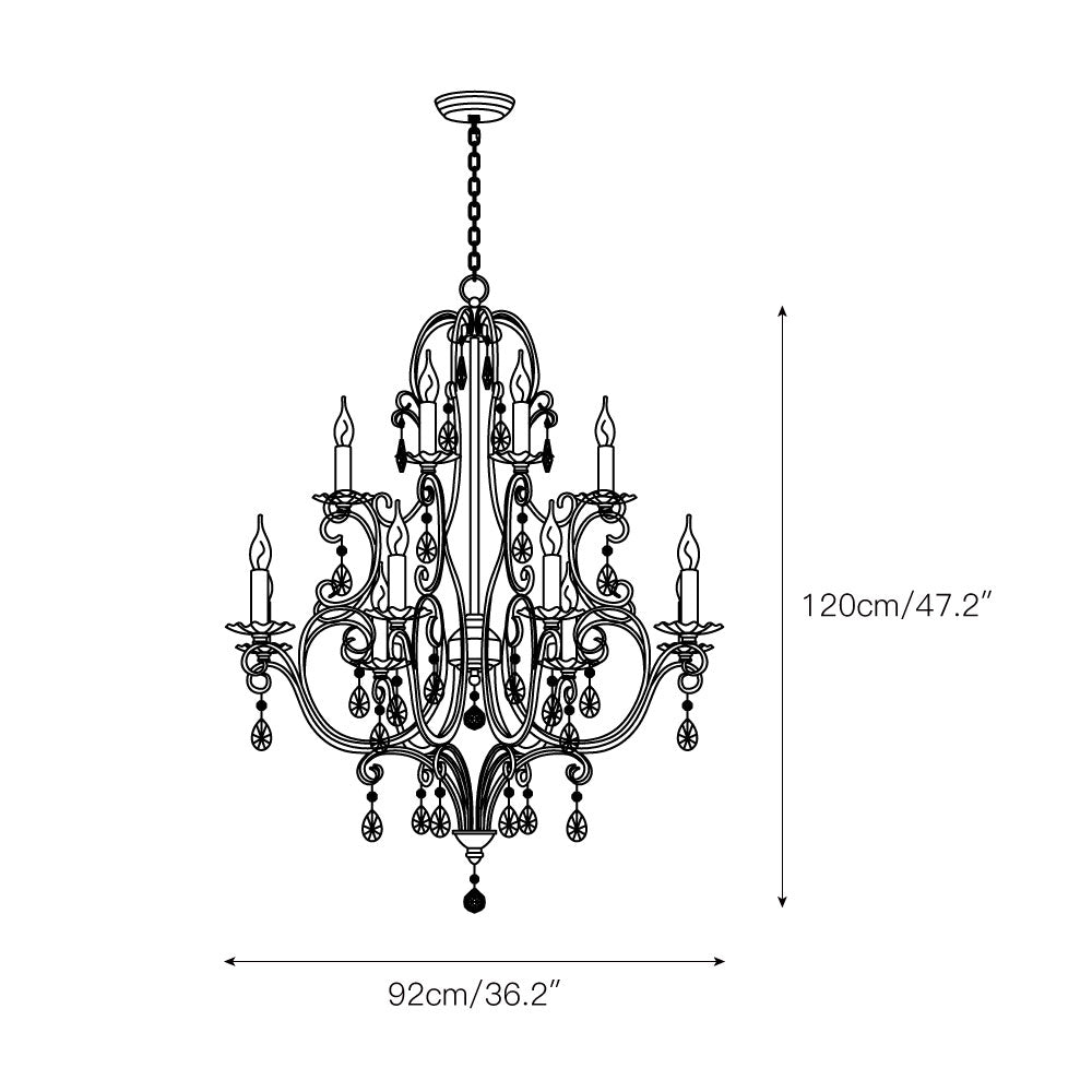Chateau Tiered Chandelier - French Country 2-Tier Crystal & Iron Grand Pendant