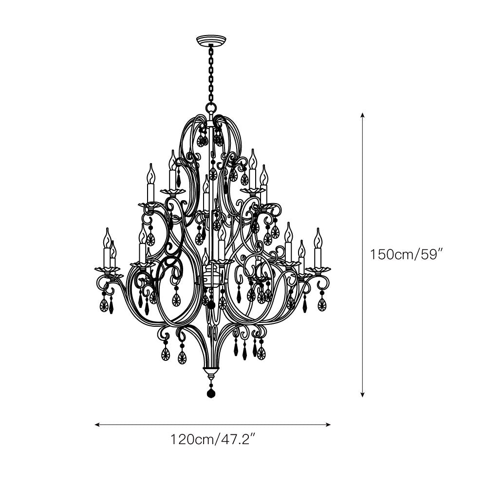 Chateau Tiered Chandelier - French Country 2-Tier Crystal & Iron Grand Pendant