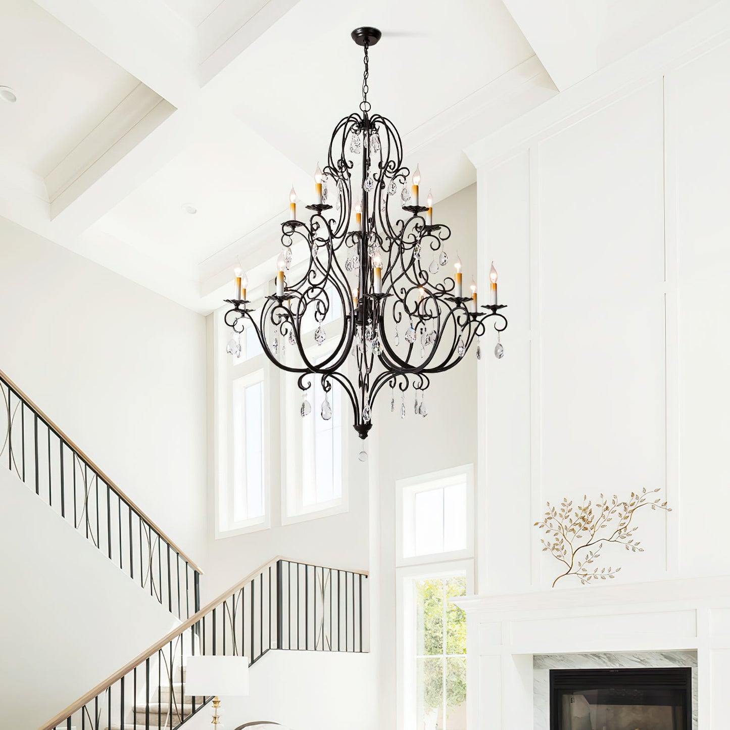 Chateau Tiered Chandelier - French Country 2-Tier Crystal & Iron Grand Pendant