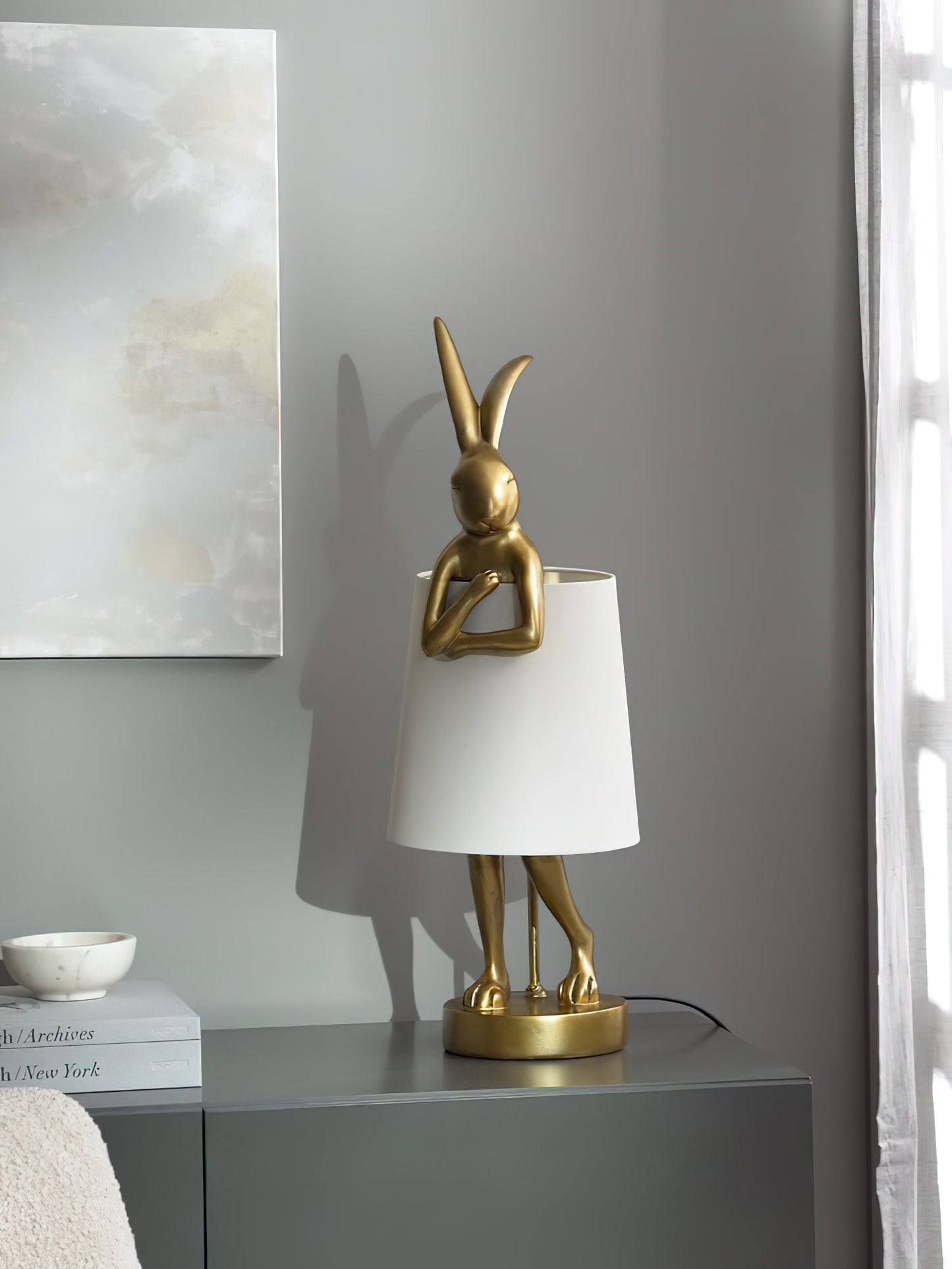 Chester Rabbit Table Lamp - Whimsical Sculptural Resin Animal Lamp