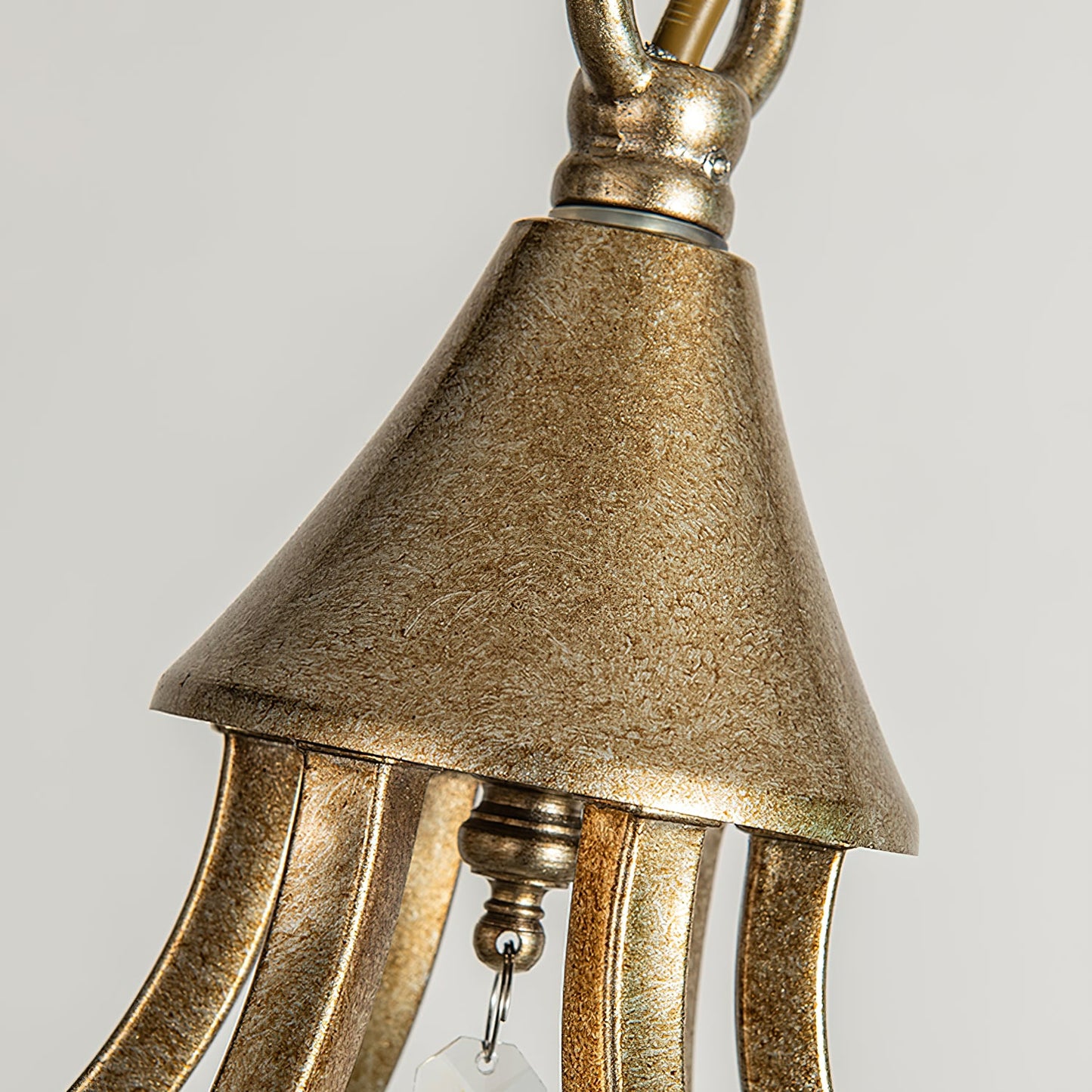 Chesterfield Chandelier - Ornate Brass & Crystal 6-Light Curlicue Pendant