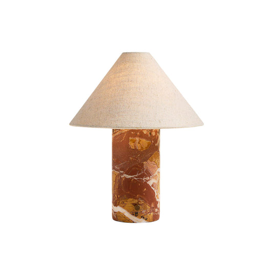 Chez Marble Table Lamp - Luxury Natural Marble & Fabric Bedside Light
