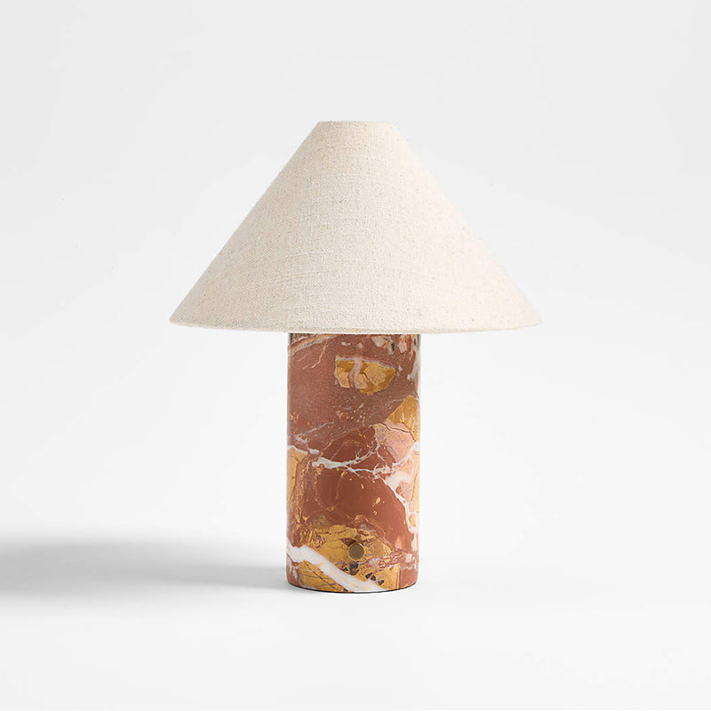 Chez Marble Table Lamp - Luxury Natural Marble & Fabric Bedside Light