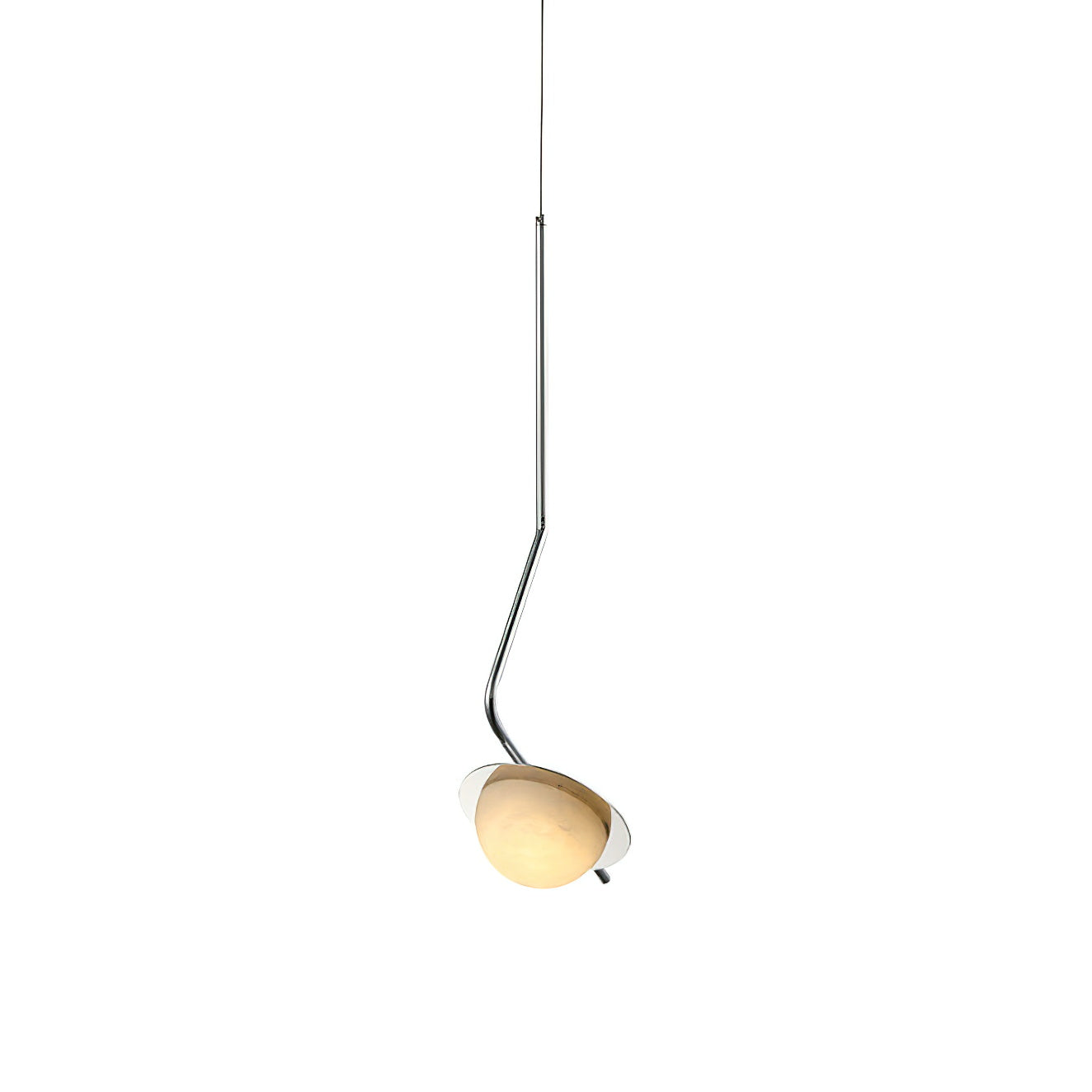 Chic Luminance Alabaster Pendant Light - Art Deco Natural Stone & Stainless Steel Drop