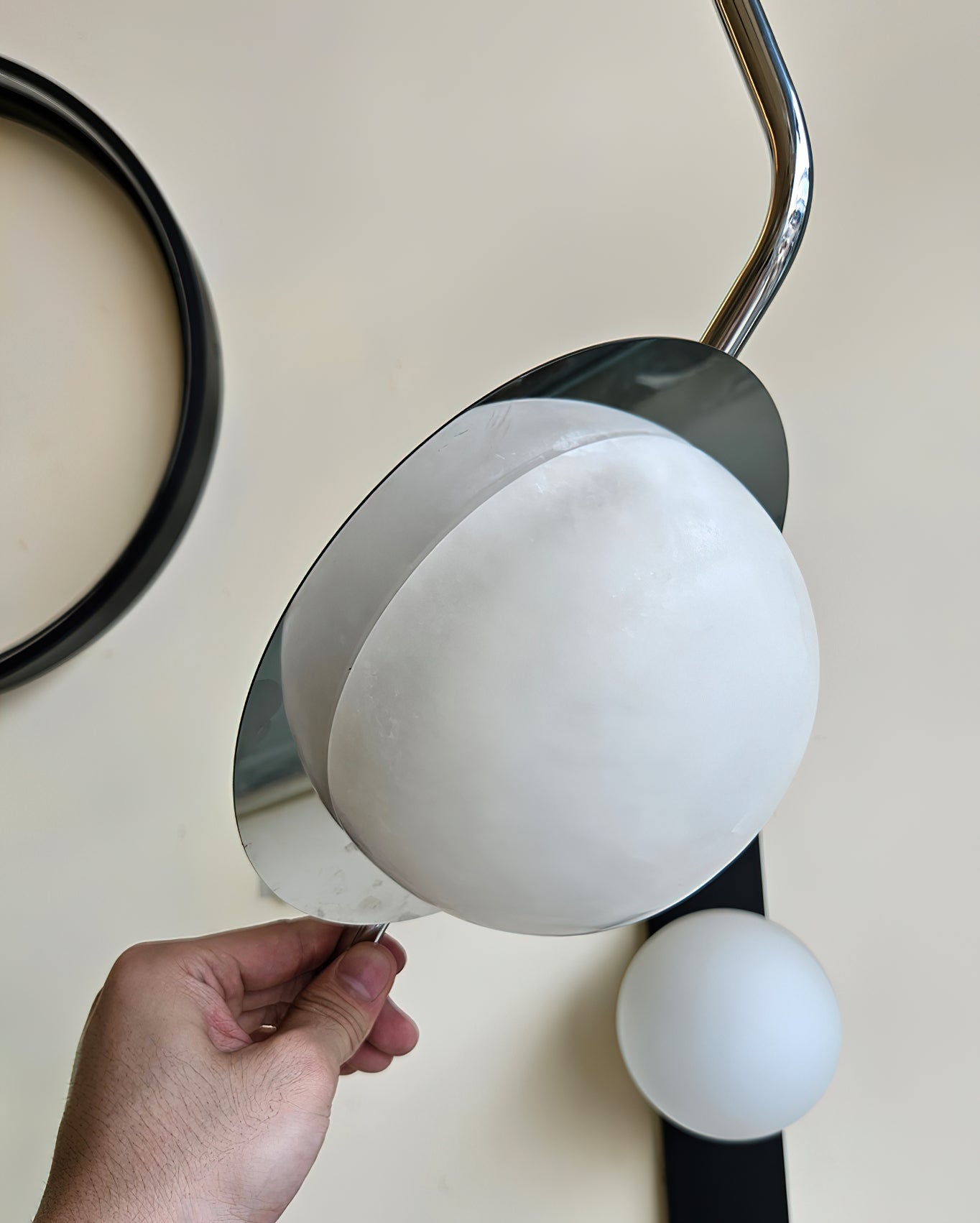 Chic Luminance Alabaster Pendant Light - Art Deco Natural Stone & Stainless Steel Drop