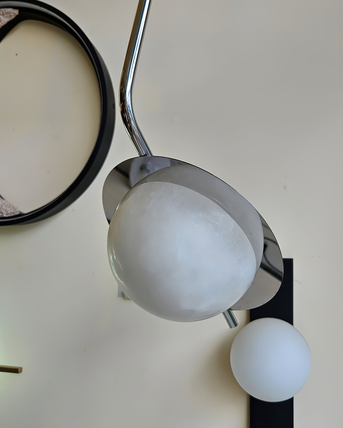Chic Luminance Alabaster Pendant Light - Art Deco Natural Stone & Stainless Steel Drop
