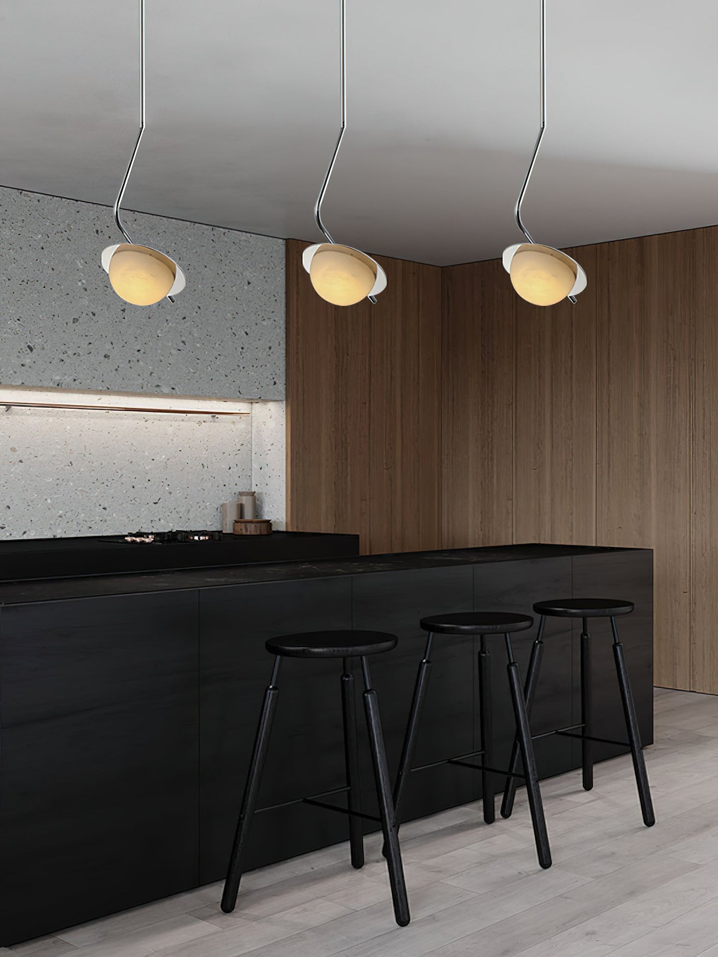 Chic Luminance Alabaster Pendant Light - Art Deco Natural Stone & Stainless Steel Drop