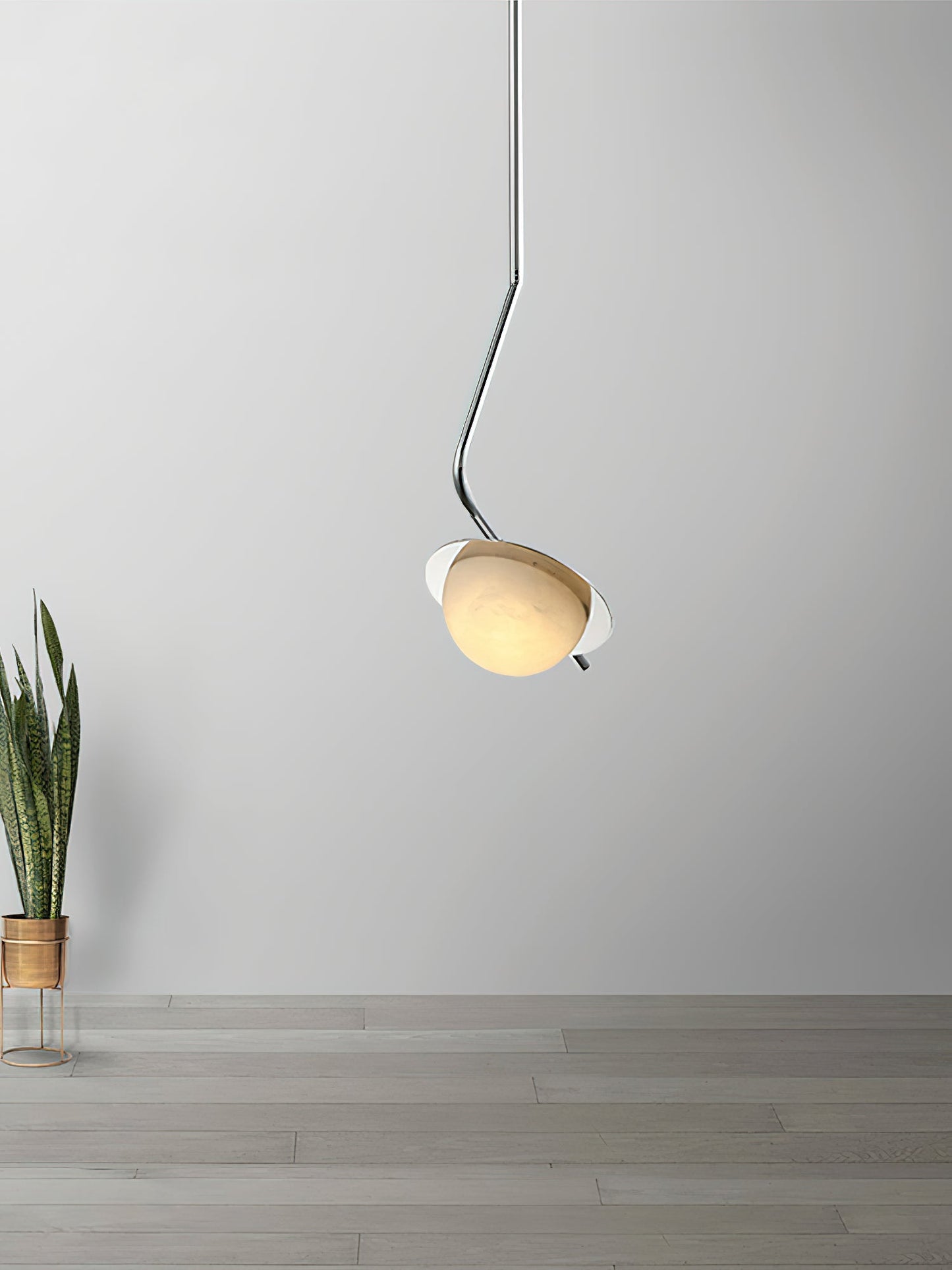 Chic Luminance Alabaster Pendant Light - Art Deco Natural Stone & Stainless Steel Drop