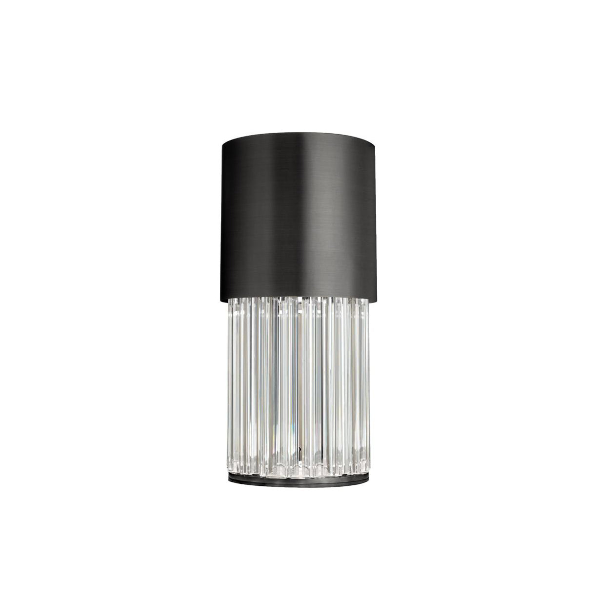 Chic Table Lamp - Luxury Crystal Trihedron & Brushed Black Cylinder Lamp