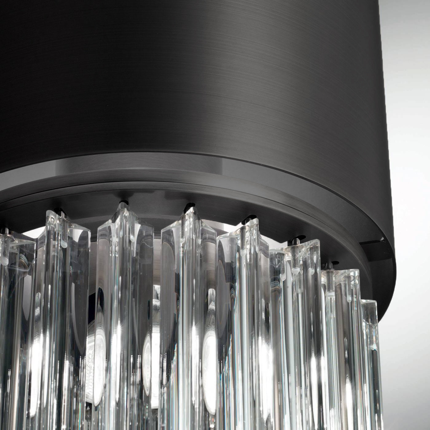 Chic Table Lamp - Luxury Crystal Trihedron & Brushed Black Cylinder Lamp