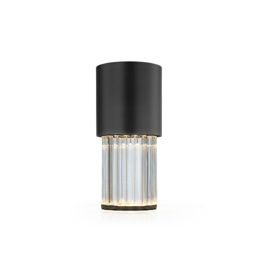 Chic Table Lamp - Luxury Crystal Trihedron & Brushed Black Cylinder Lamp