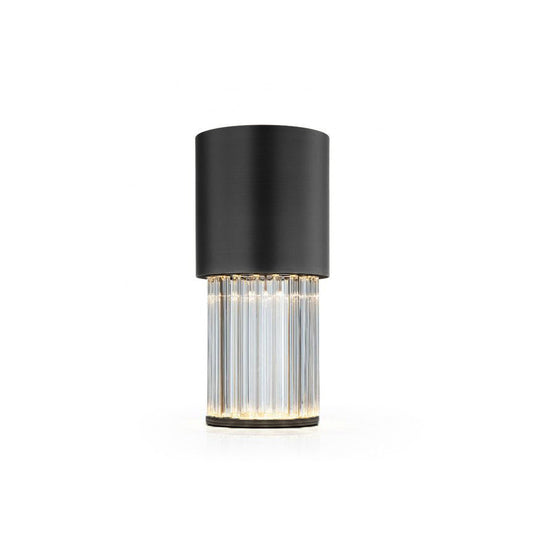 Chic Table Lamp - Luxury Crystal Trihedron & Brushed Black Cylinder Lamp
