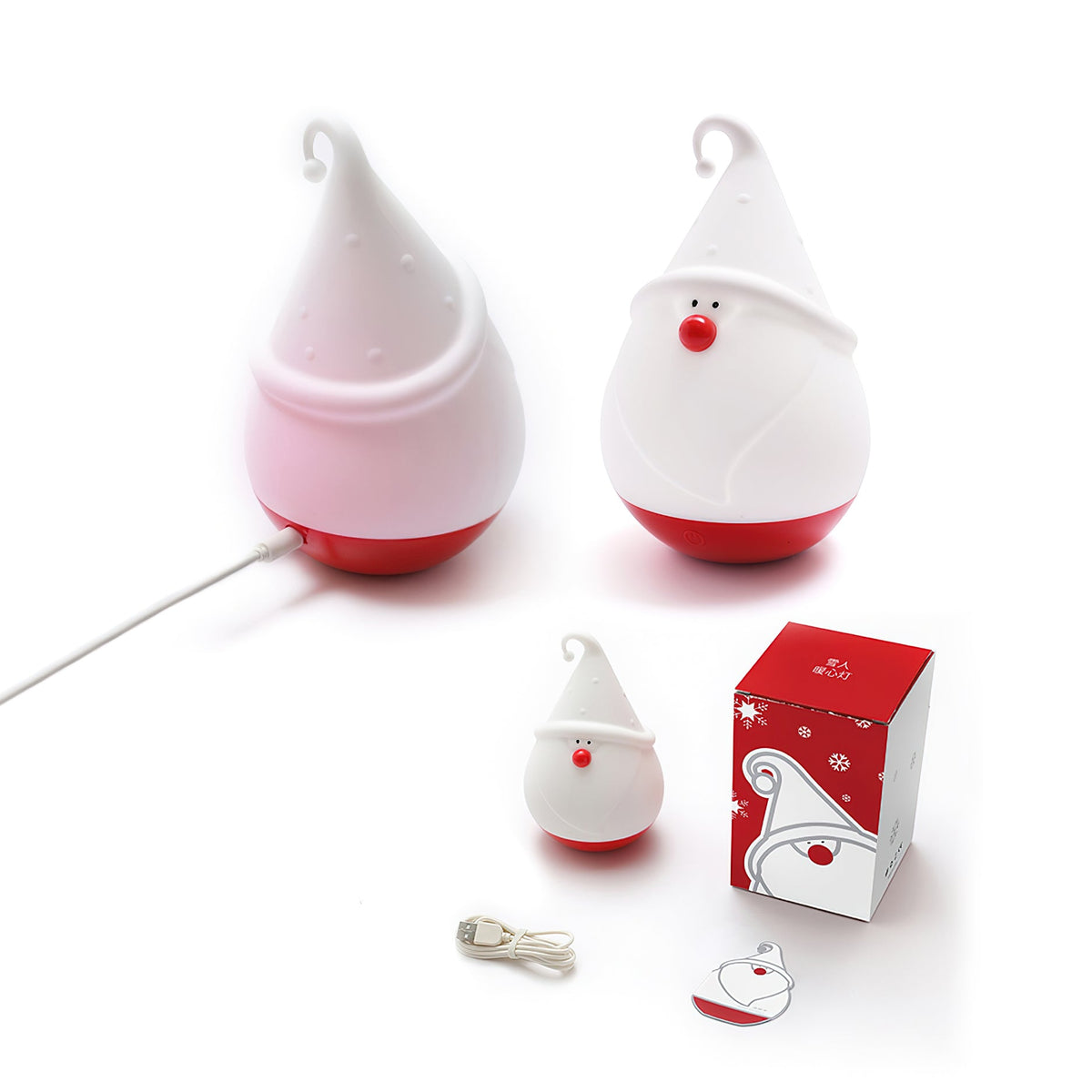 Snowman Night Light (Built-in Battery) - Rechargeable Silicone Holiday Lamp | Soft LED Nursery & Christmas Light