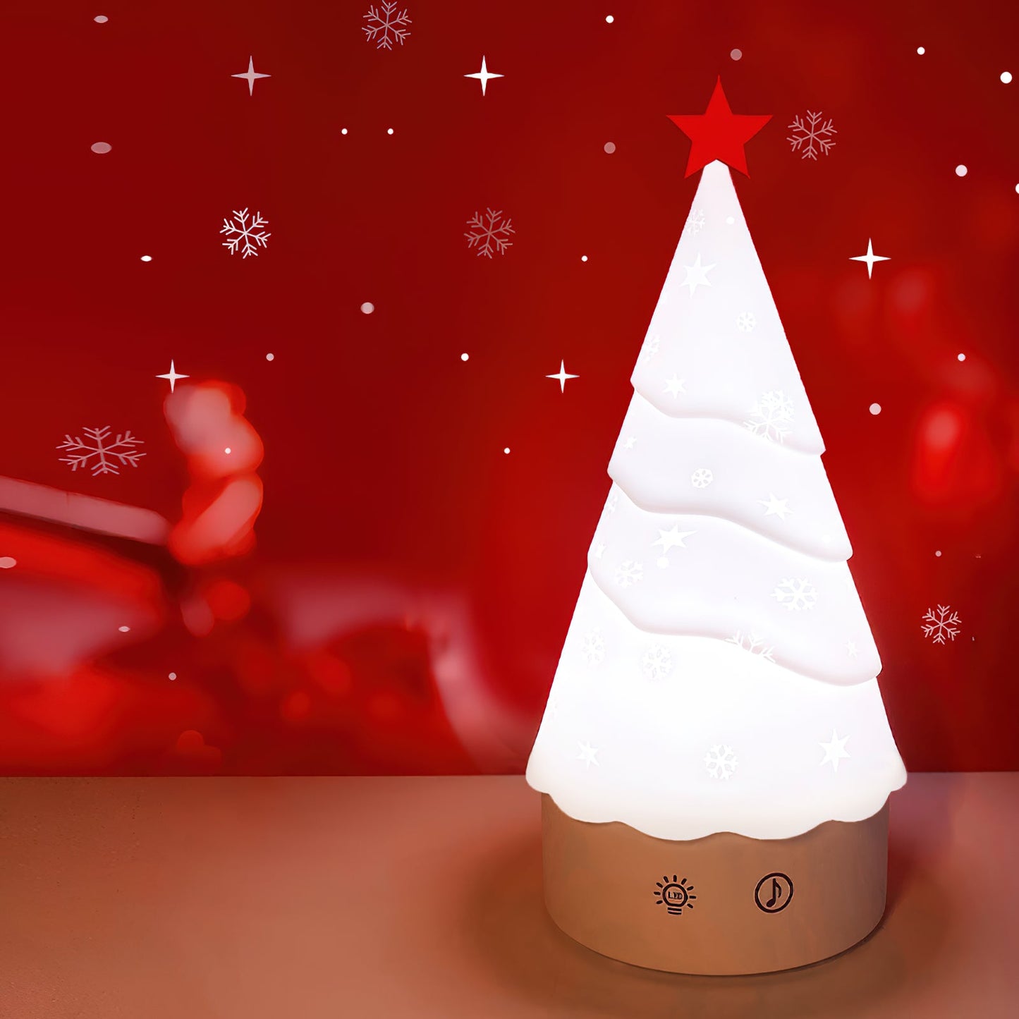 Tree Night Light (Built-in Battery) - Rechargeable Festive Snowman & Tree LED Light | Portable Holiday Decor