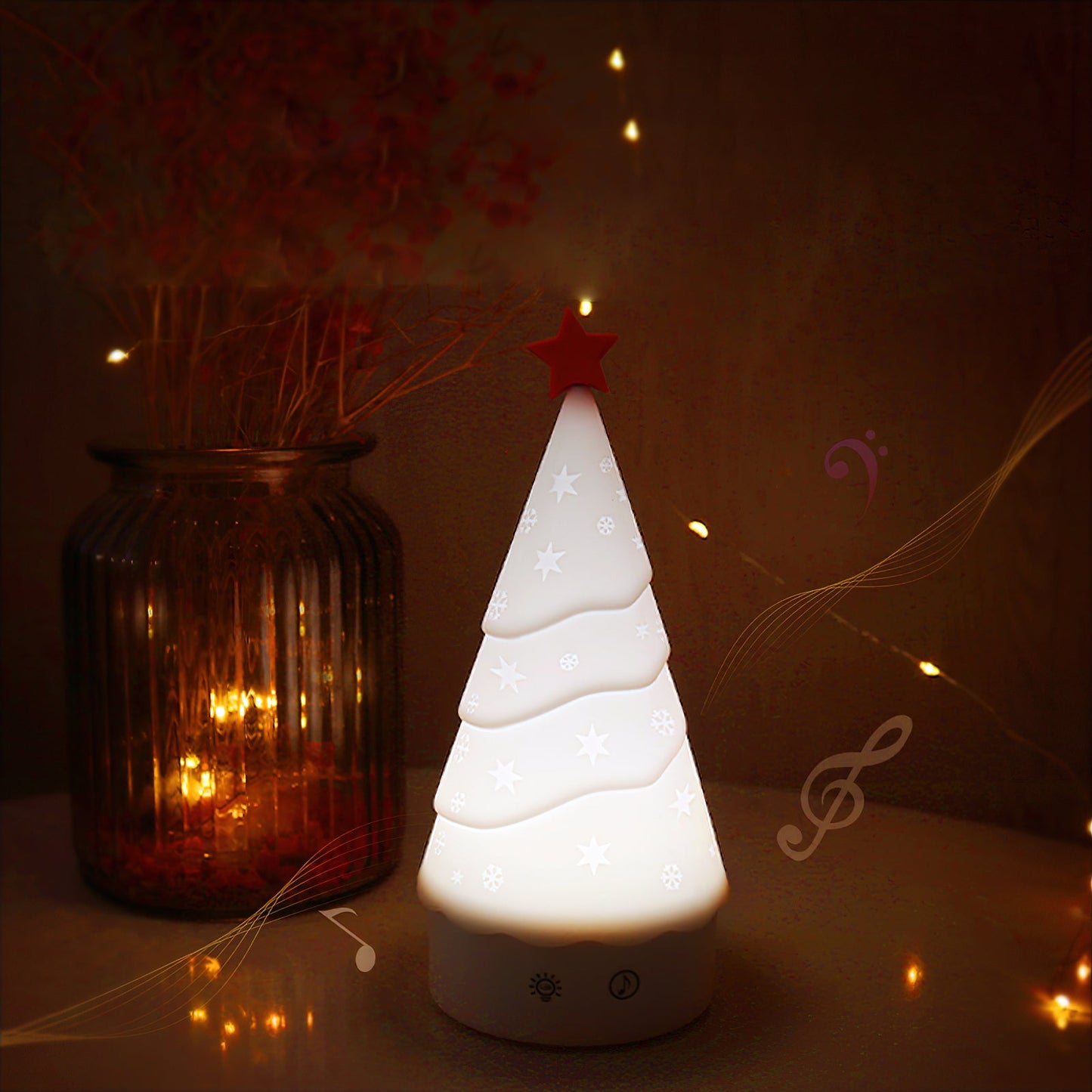 Tree Night Light (Built-in Battery) - Rechargeable Festive Snowman & Tree LED Light | Portable Holiday Decor