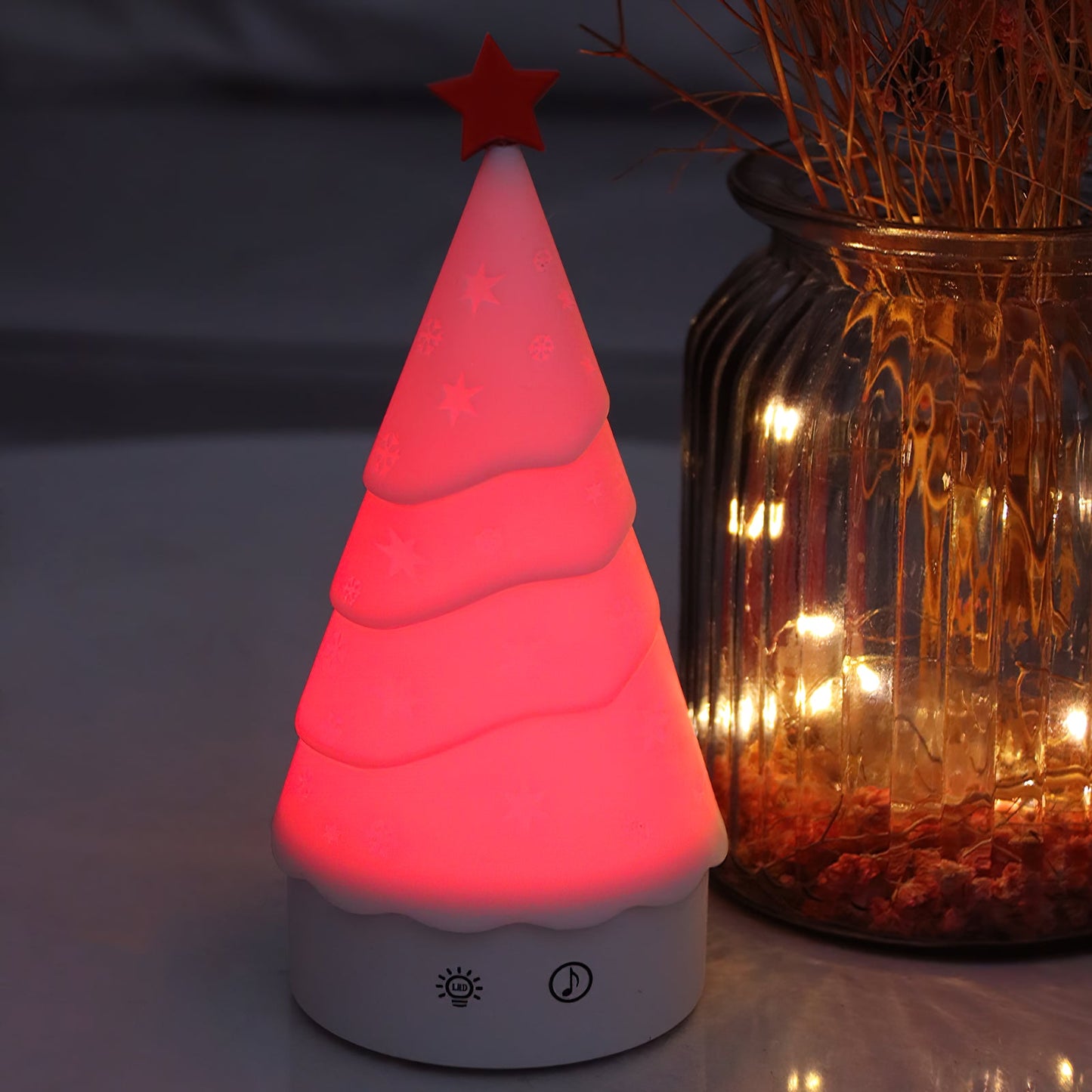 Tree Night Light (Built-in Battery) - Rechargeable Festive Snowman & Tree LED Light | Portable Holiday Decor