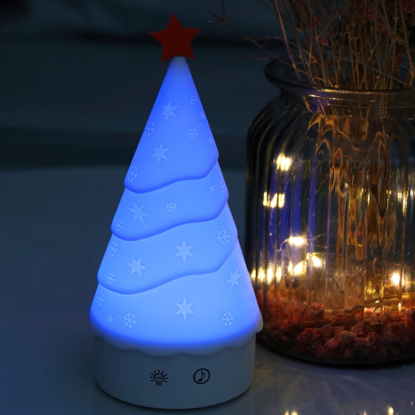 Tree Night Light (Built-in Battery) - Rechargeable Festive Snowman & Tree LED Light | Portable Holiday Decor