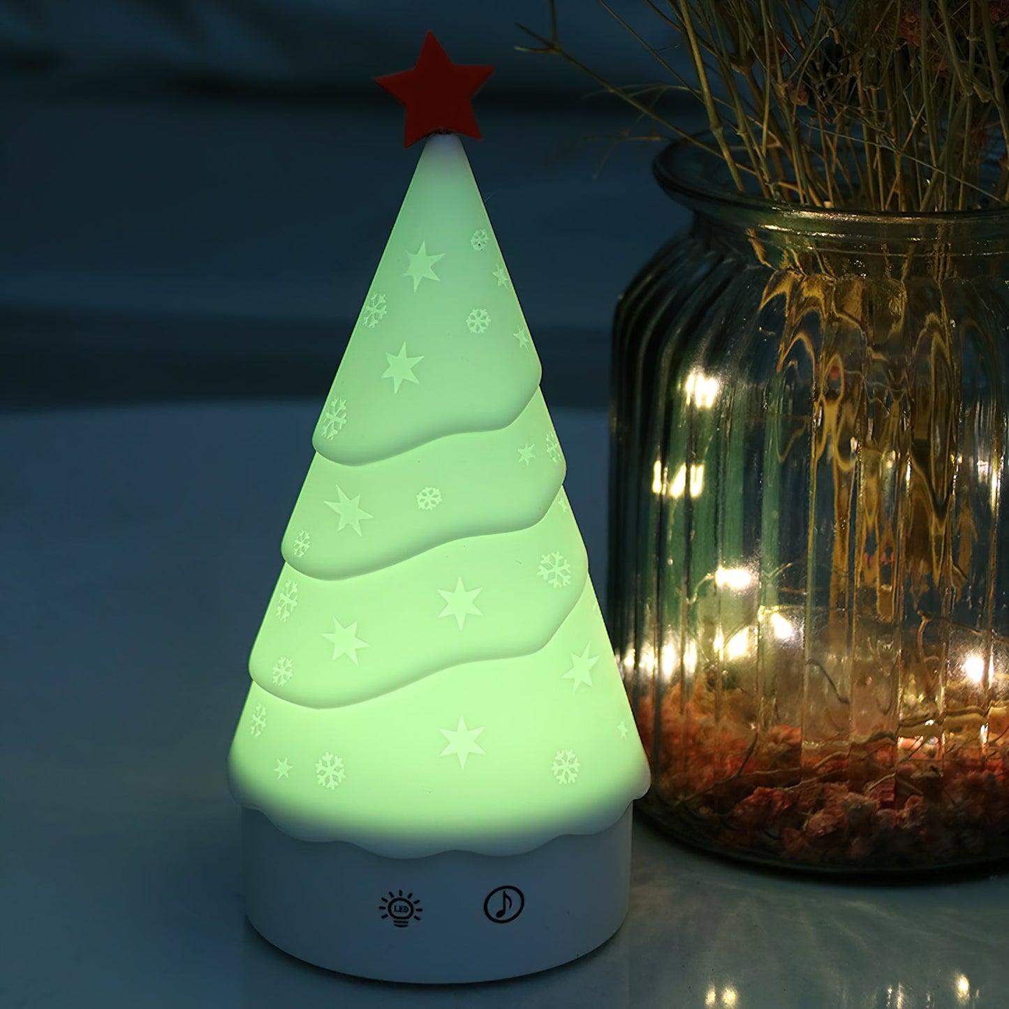 Tree Night Light (Built-in Battery) - Rechargeable Festive Snowman & Tree LED Light | Portable Holiday Decor